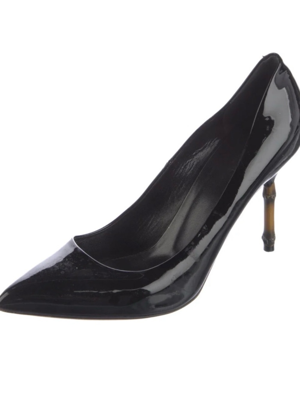 Gucci Bamboo Heel Patent Leather Pumps Black Size 10 IT 40 - Picture 2 of 5